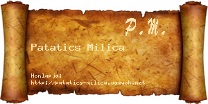 Patatics Milica névjegykártya